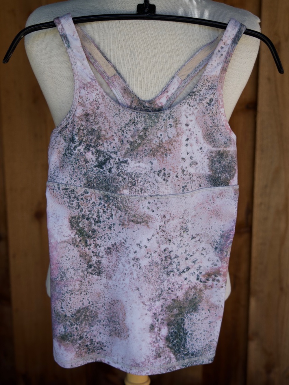 Lululemon Crossback Pink & Green Splatter Workout Tank Top Woman's 4